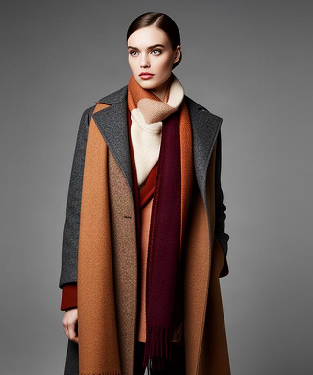 Modelo con abrigo de otoño frente a un fondo gris en una sesión de moda de estudio